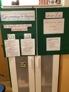 Infotafel zum Thema Körperpflege und Hygiene